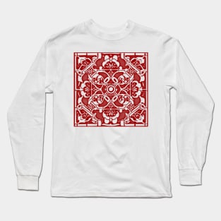 Abstract Symmetrical Lattice Print - Crimson Aesthetic Long Sleeve T-Shirt